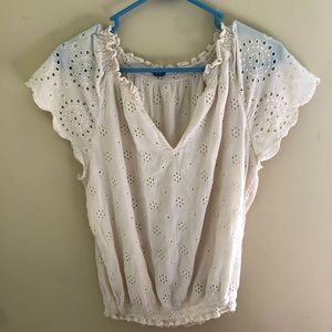 Aerie white eyelet blouse top